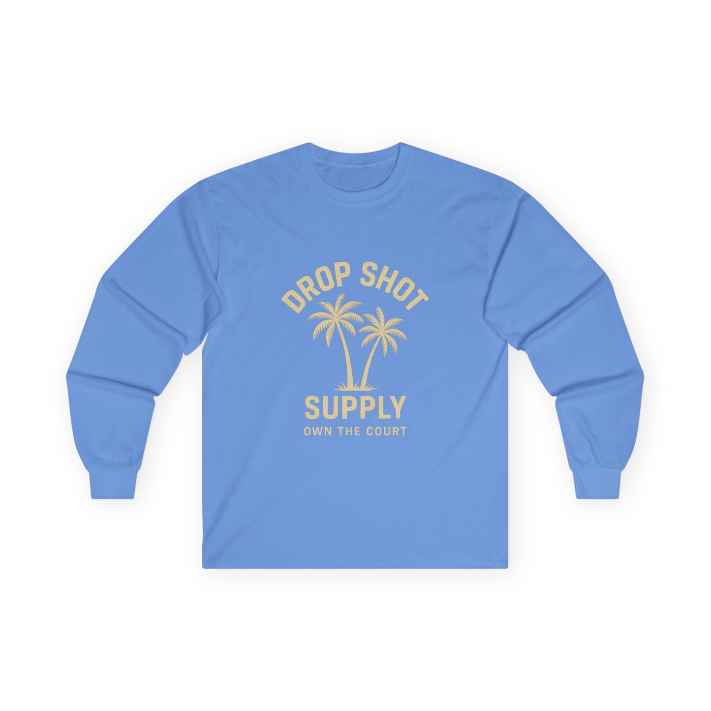 Drop Shot Supply Long Sleeve Tee – 'Own the Court' Pickleball Palm Graphic