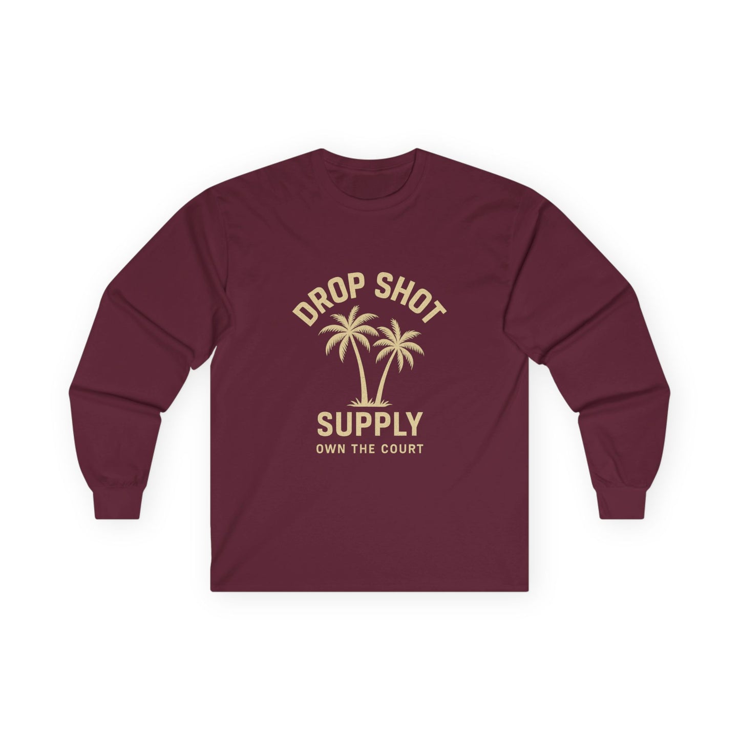 Drop Shot Supply Long Sleeve Tee – 'Own the Court' Pickleball Palm Graphic