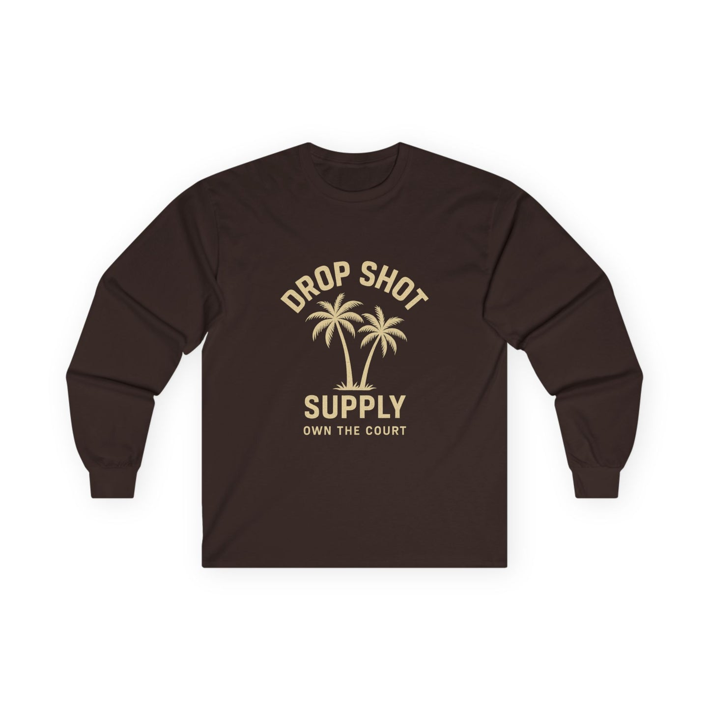 Drop Shot Supply Long Sleeve Tee – 'Own the Court' Pickleball Palm Graphic