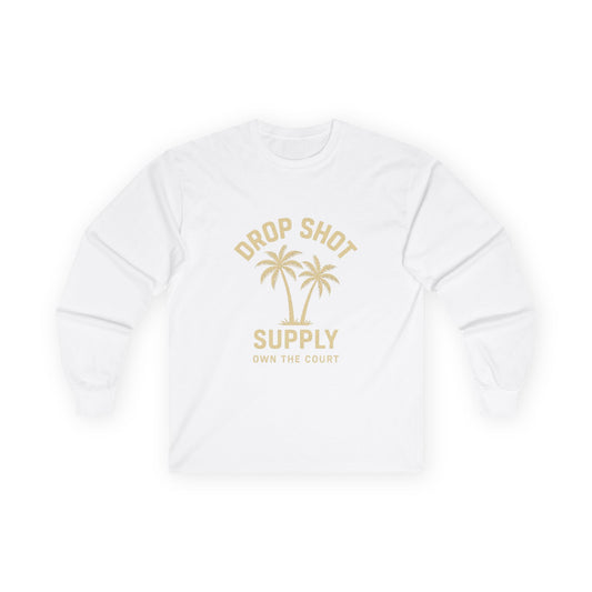 Drop Shot Supply Long Sleeve Tee – 'Own the Court' Pickleball Palm Graphic