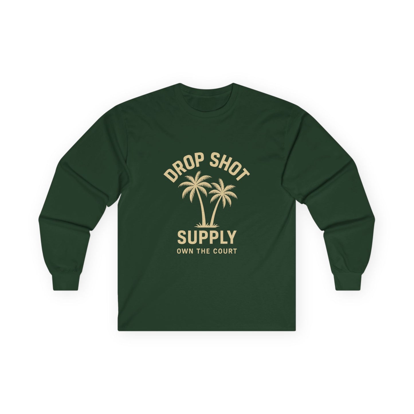 Drop Shot Supply Long Sleeve Tee – 'Own the Court' Pickleball Palm Graphic