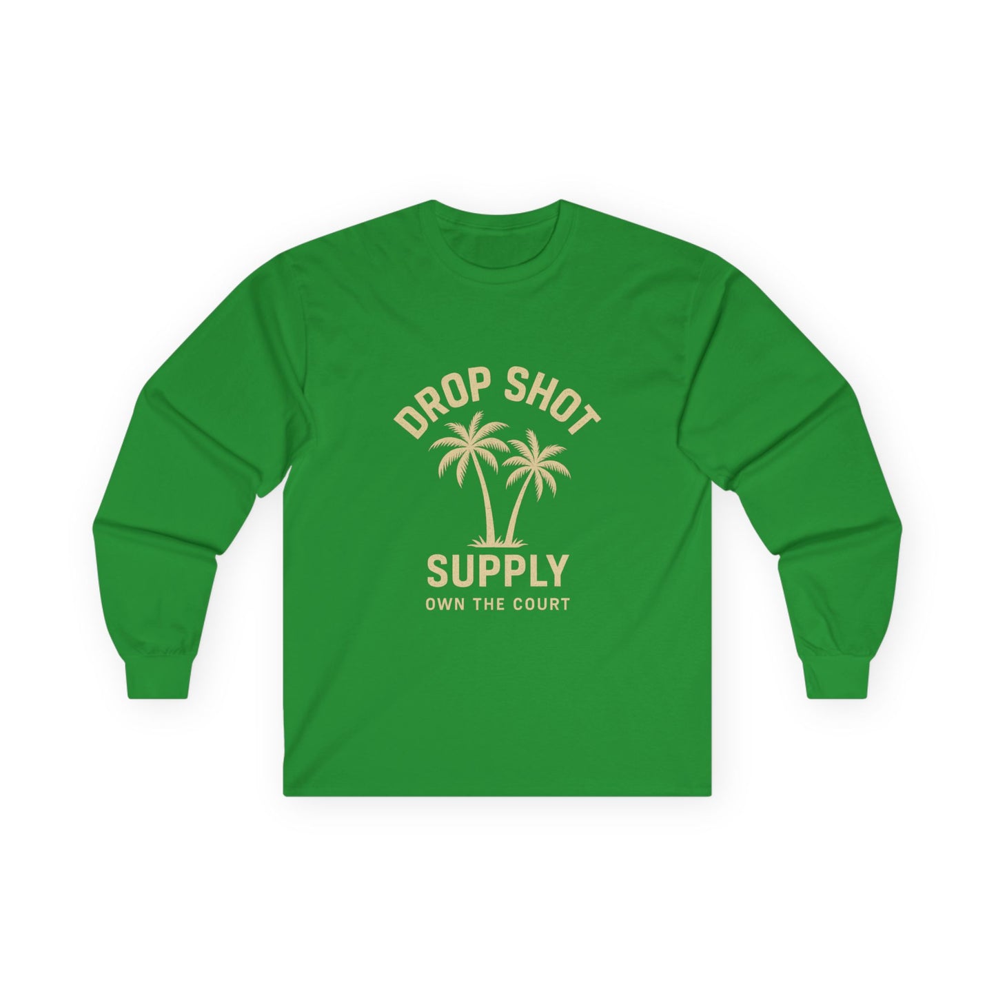 Drop Shot Supply Long Sleeve Tee – 'Own the Court' Pickleball Palm Graphic